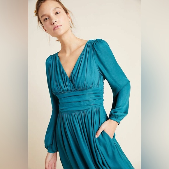 Anthropologie Teal Midi Dress - Picture 3 of 7